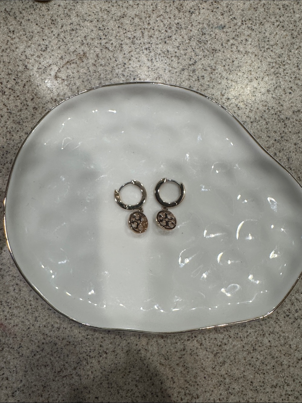 Tory Burch Gold-Tone Logo Drop Hoop Earrings